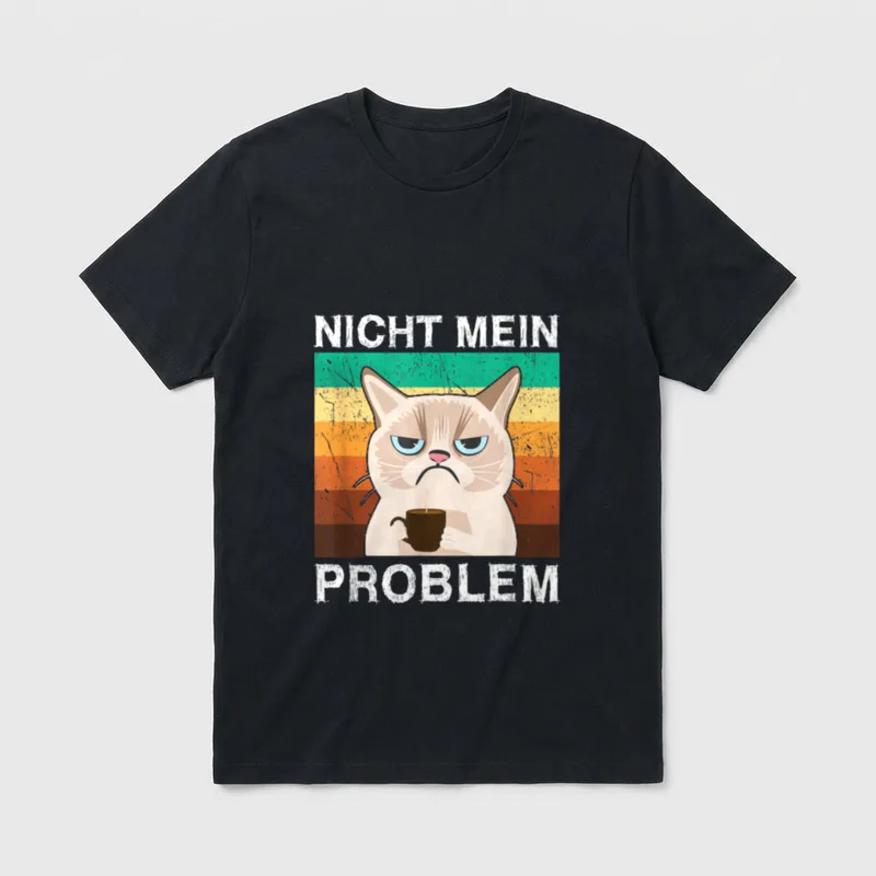 Morgenmuffel Sarkasmus Kaffee Katze T-Shirt – Klassisches T-Shirt in Schwarz