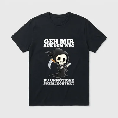 Geh mir aus dem weg T-Shirt – Cartoon-Tod mit Rebe und Text Geh mir aus dem Weg – Klassisches T-Shirt in Schwarz