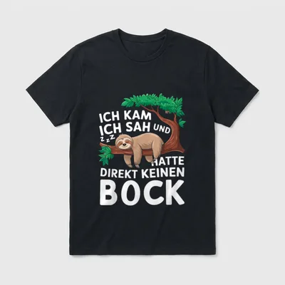 Kein Bock Morgenmuffel Faultier T-Shirt – Klassisches T-Shirt in Schwarz
