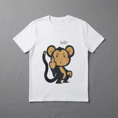 Affe Statement Spruch Nö T-Shirt – Affe mit Stinkefinger, Sprechblase „Nö!“ – Klassisches T-Shirt in Schwarz