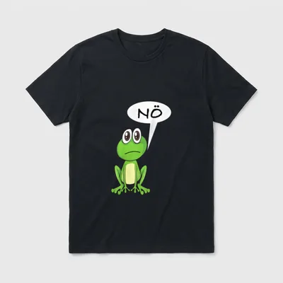 Nö Frosch Statement Frosch T-Shirt – Grüner Frosch mit Sprechblase „NÖ“ – Klassisches T-Shirt in Schwarz