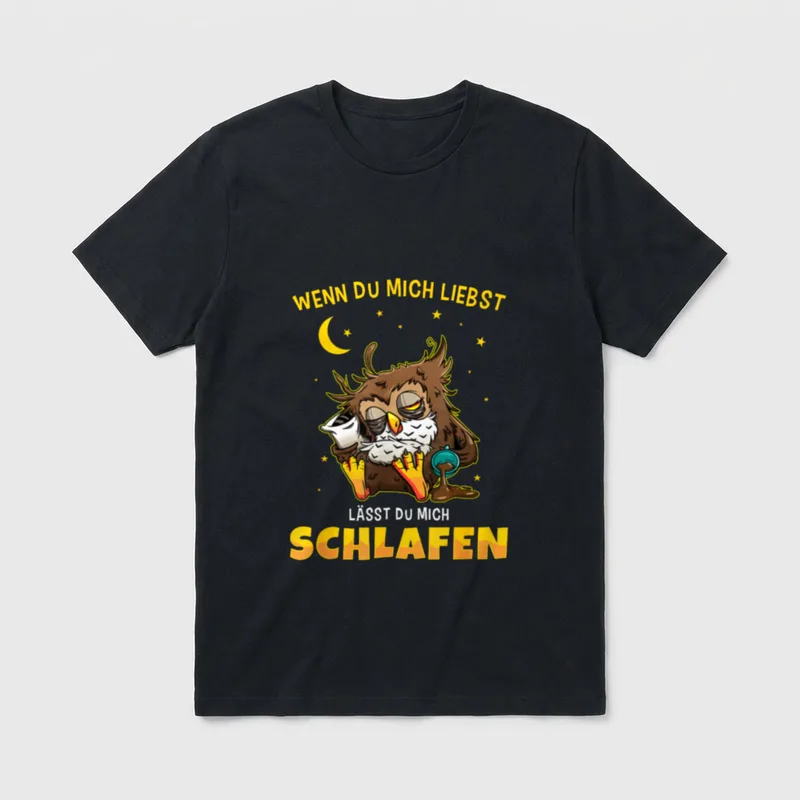 Lustig Arbeit Schlafen Eule T-Shirt – Klassisches T-Shirt in Schwarz