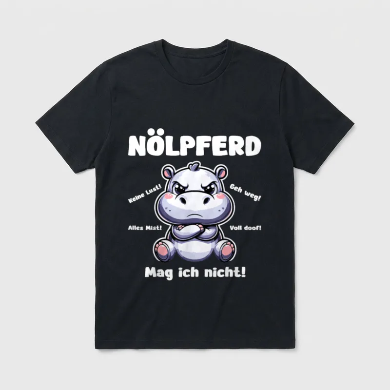 Lustiges Nölpferd Nilpferd Design T-Shirt – Klassisches T-Shirt in Schwarz