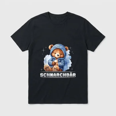 Schnarchbär Bär Schlafen Müde T-Shirt – Teddy im blauen Pyjama, Schriftzug Schnarchbär – Klassisches T-Shirt in Schwarz