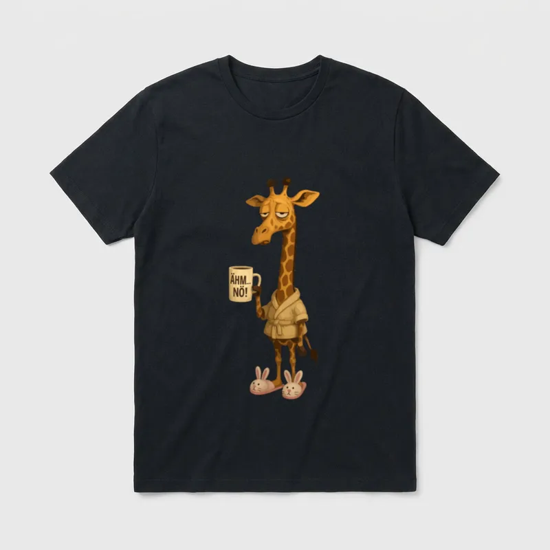 Morgenmuffel Kaffee Schlafshirt Mürrischer Giraffe T-Shirt – Klassisches T-Shirt in Schwarz