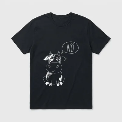 Statement Kuh I Nö T-Shirt – Gezeichnete Kuh mit Sprechblase „Nö“ – Klassisches T-Shirt in Schwarz