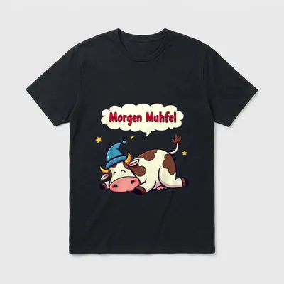 Morgenmuffel Lustige Kuh T-Shirt – Klassisches T-Shirt in Schwarz