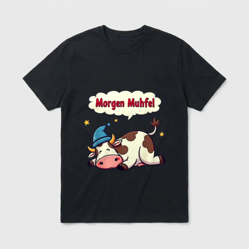 Morgenmuffel Lustige Kuh T-Shirt – Klassisches T-Shirt in Schwarz