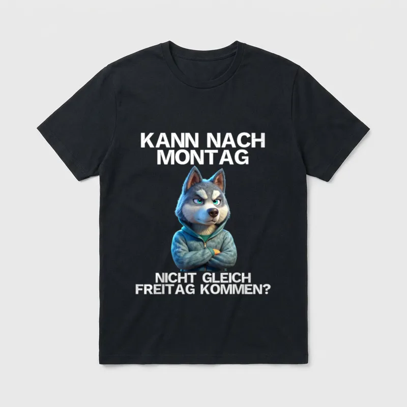 Morgenmuffel Faulpelz Montag Hund T-Shirt – Klassisches T-Shirt in Schwarz