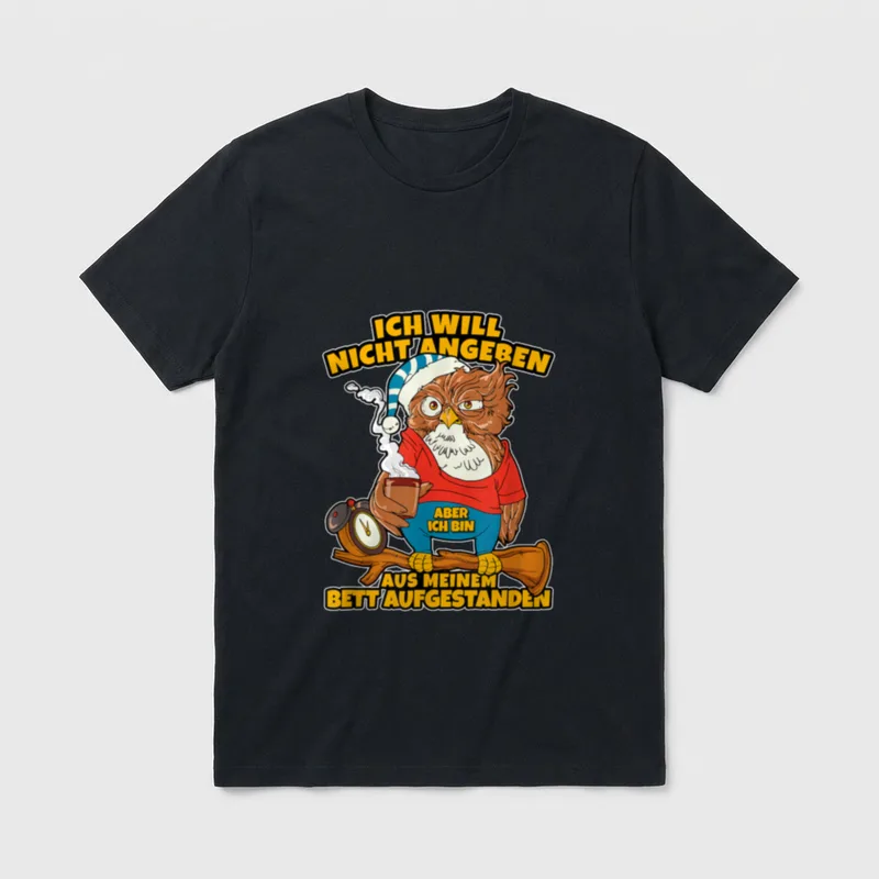 Eule Müde Faulheit Arbeit T-Shirt – Klassisches T-Shirt in Schwarz