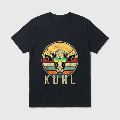 Lustiges Kuh mit Sonnenbrille T-Shirt – Klassisches T-Shirt in Schwarz