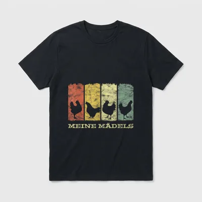 Hühner Meine Mädels Retro T-Shirt – Klassisches T-Shirt in Schwarz