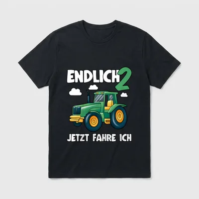 T-Shirt 2 Geburtstag Traktor – Klassisches T-Shirt in Schwarz