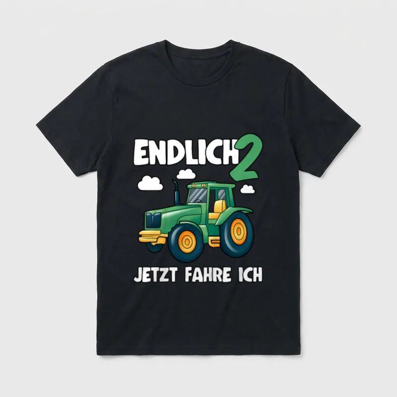 T-Shirt 2 Geburtstag Traktor – Klassisches T-Shirt in Schwarz