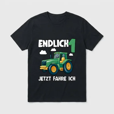 Traktor Endlich 1 Trecker T-Shirt – Klassisches T-Shirt in Schwarz