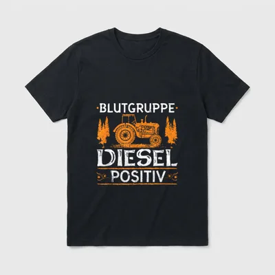 Diesel Blutgruppe Positiv Traktor T-Shirt – Klassisches T-Shirt in Schwarz