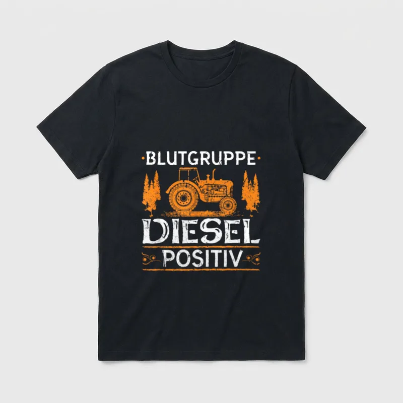 Diesel Blutgruppe Positiv Traktor T-Shirt – Klassisches T-Shirt in Schwarz