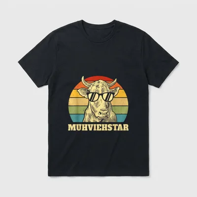 Lustiges Muhviehstar Moviestar Kuh T-Shirt – Klassisches T-Shirt in Schwarz