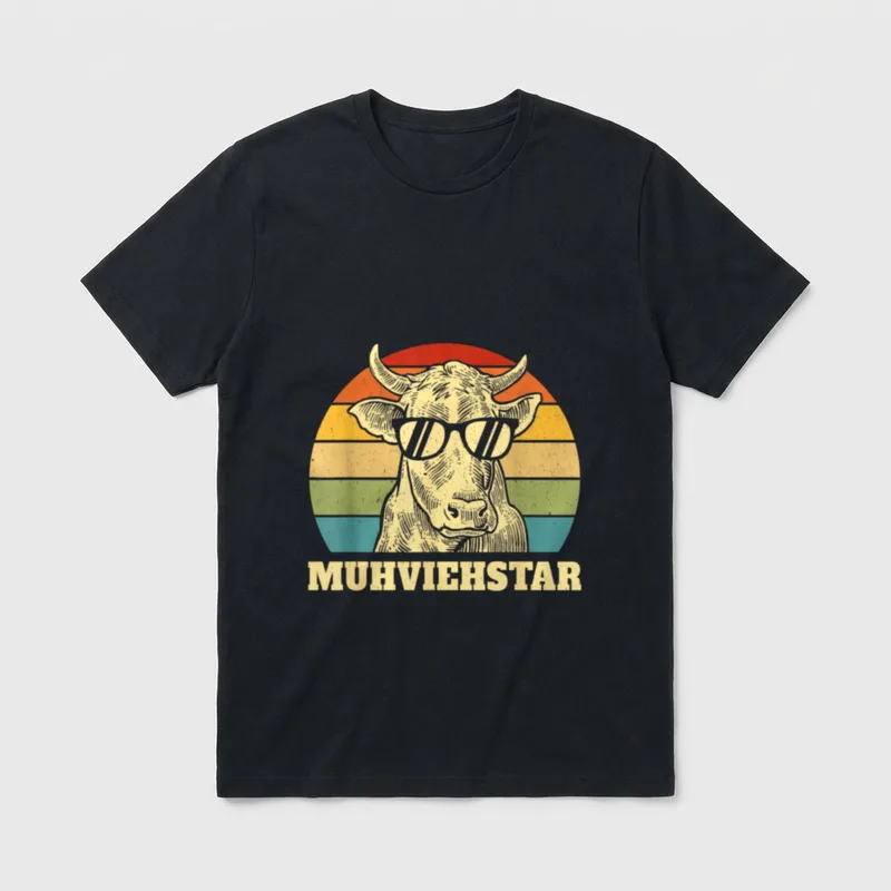 Lustiges Muhviehstar Moviestar Kuh T-Shirt – Klassisches T-Shirt in Schwarz
