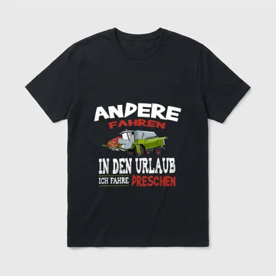 Lustiger Spruch Bauer Mähdrescher T-Shirt – Mähdrescher mit Spruch „Ich fahre dreschen“ – Klassisches T-Shirt in Schwarz