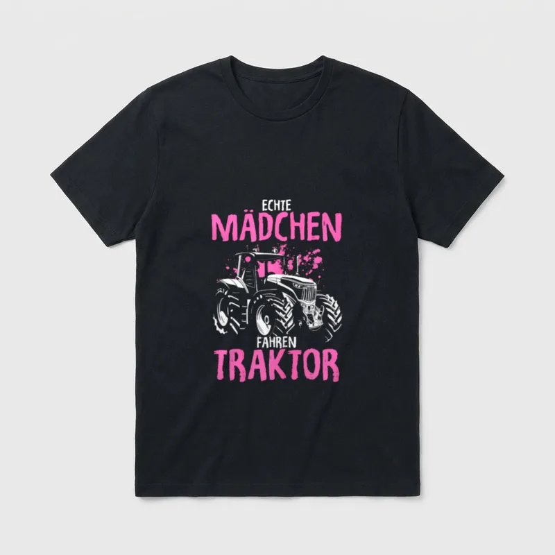 Echte Mädchen Fahren Traktor T-Shirt – Klassisches T-Shirt in Schwarz