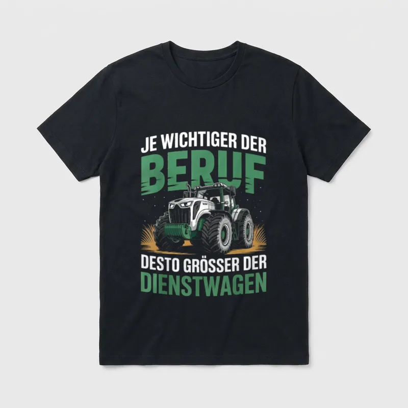 Landwirt Bauer Lustig Dienstwagen T-Shirt – Traktor mit Spruch über Beruf und Dienstwagen – Klassisches T-Shirt in Schwarz