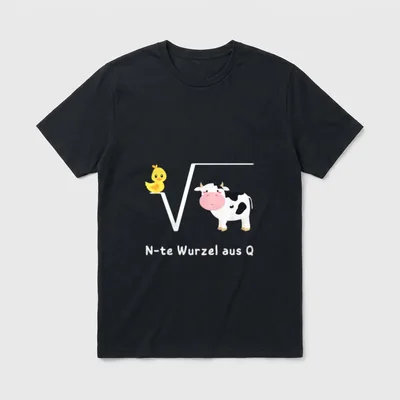Ente Wurzel aus Kuh T-Shirt – Wurzelzeichen mit Ente und Kuh, Schriftzug N-te Wurzel aus Q – Klassisches T-Shirt in Schwarz