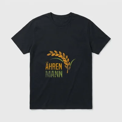 Ährenmann Bauer Spruch lustig T-Shirt – Schriftzug ÄHRENMANN mit goldener Getreideähre – Klassisches T-Shirt in Schwarz