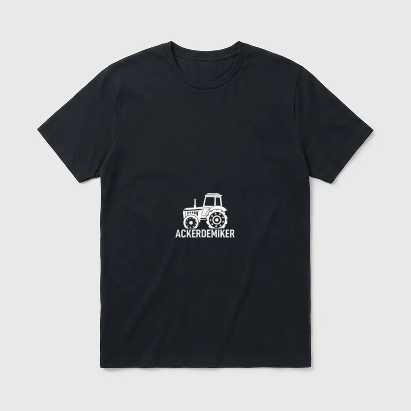 Traktor Bauer Landwirt Trecker Gülle T-Shirt – Traktor-Umriss mit Schriftzug „Ackerdemiker“ – Klassisches T-Shirt in Schwarz