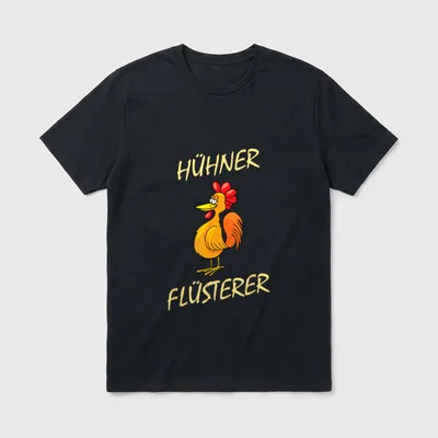 Hühner Flüsterer lustiges Huhn T-Shirt – Cartoon-Hahn mit Schriftzug „Hühner Flüsterer“ – Klassisches T-Shirt in Schwarz
