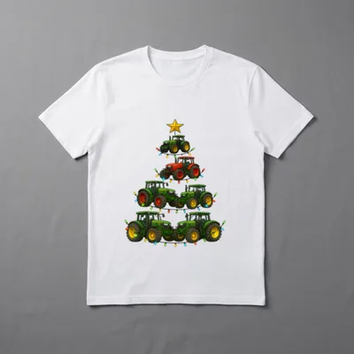 Traktor Weihnachtsbaum Lustiges Bauernhof T-Shirt – Klassisches T-Shirt in Schwarz