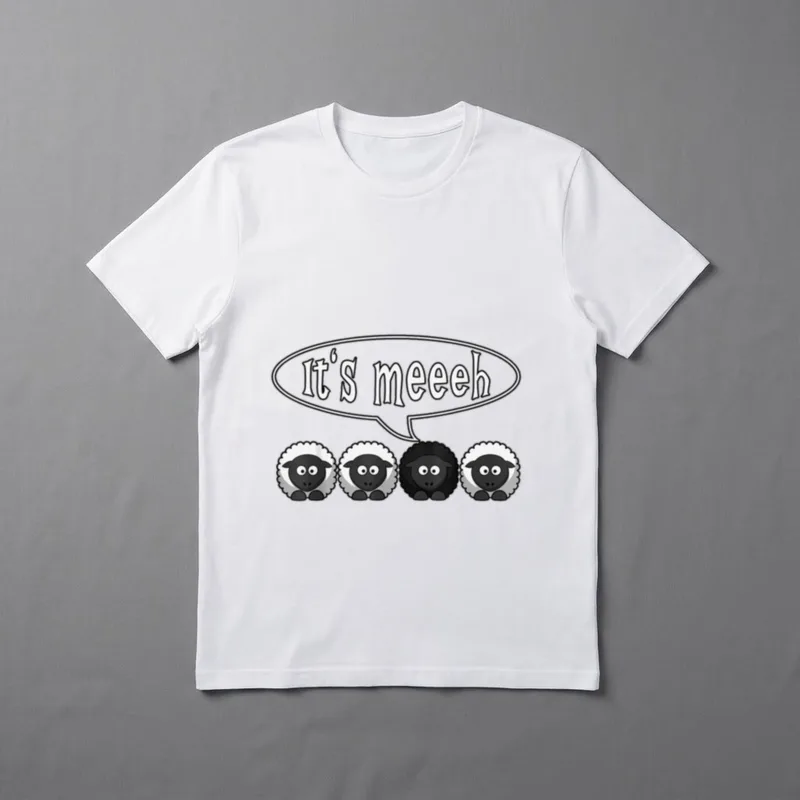 Schwarzes Schaf It's Meeeh T-Shirt – Vier Comic-Schafe, ein schwarzes ruft „It's meeeh“ – Klassisches T-Shirt in Schwarz