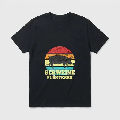 Retro Schweine Flüsterer Lustiges T-Shirt – Klassisches T-Shirt in Schwarz