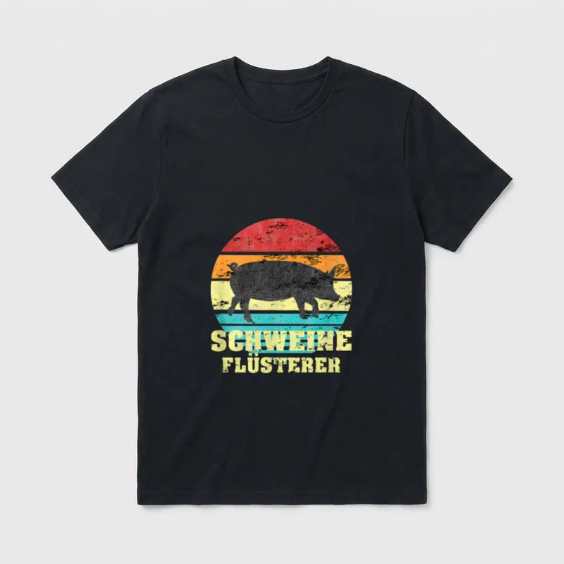 Retro Schweine Flüsterer Lustiges T-Shirt – Klassisches T-Shirt in Schwarz