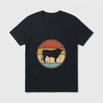 Lustiges Retro Vintage Stier T-Shirt – Klassisches T-Shirt in Schwarz