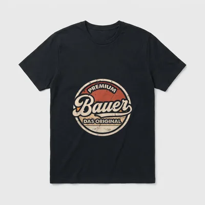 Bauer Vintage Landwirt Lustiges T-Shirt – Rundes Emblem: Premium Bauer Das Original – Klassisches T-Shirt in Schwarz