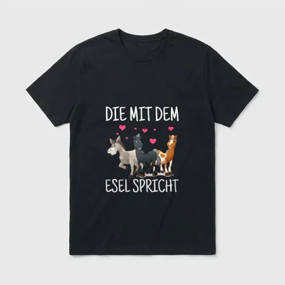 Die Mit Dem Esel T-Shirt – Klassisches T-Shirt in Schwarz