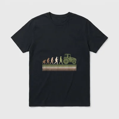 Lustiges Evolution Traktor Landwirt T-Shirt – Klassisches T-Shirt in Schwarz