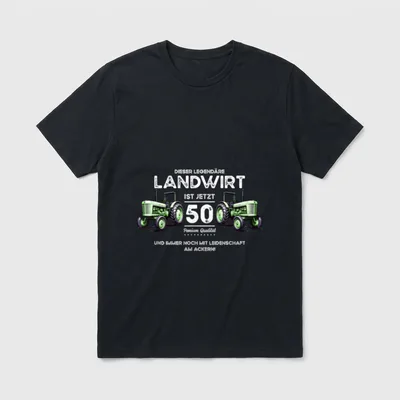 50. Geburtstag Mann Landwirt T-Shirt – Zwei grüne Traktoren, Spruch „Landwirt ist jetzt 50“ – Klassisches T-Shirt in Schwarz