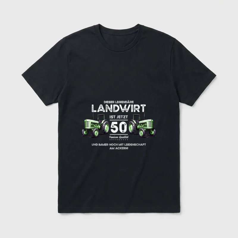 50. Geburtstag Mann Landwirt T-Shirt – Zwei grüne Traktoren, Spruch „Landwirt ist jetzt 50“ – Klassisches T-Shirt in Schwarz