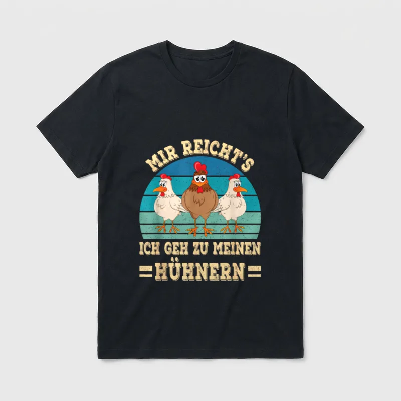 Chicken Huhn Bauer Landwirt T-Shirt – Klassisches T-Shirt in Schwarz