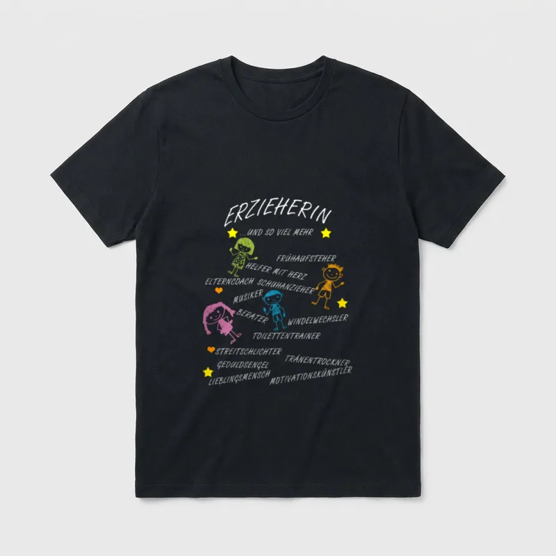Erzieherin und so viel T-Shirt – Klassisches T-Shirt in Schwarz
