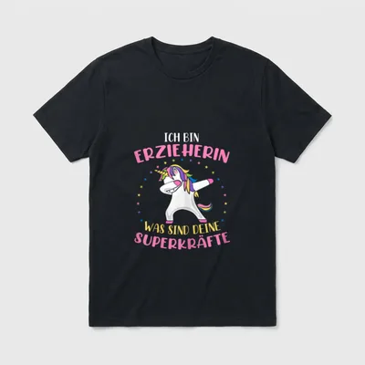 Erzieherin Einhorn Erzieherin Spruch T-Shirt – Klassisches T-Shirt in Schwarz