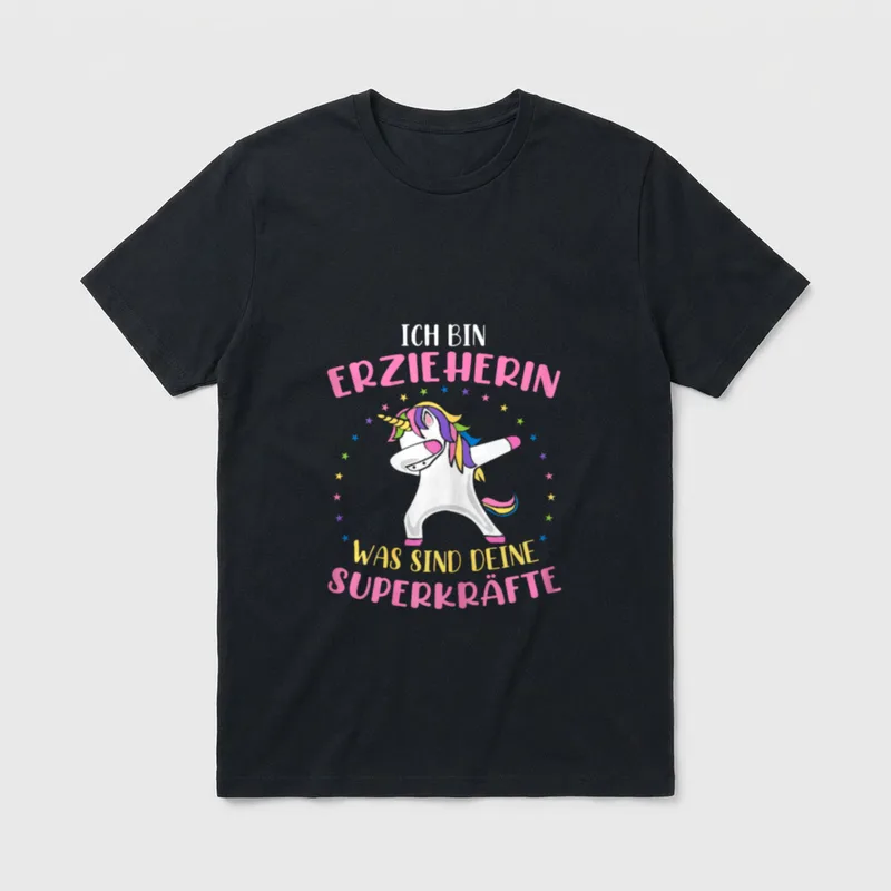 Erzieherin Einhorn Erzieherin Spruch T-Shirt – Klassisches T-Shirt in Schwarz