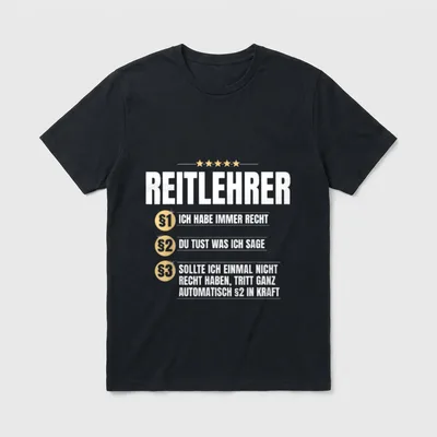 Reitlehrer Geschenk-Idee Lustiges Reitschule T-Shirt – Klassisches T-Shirt in Schwarz