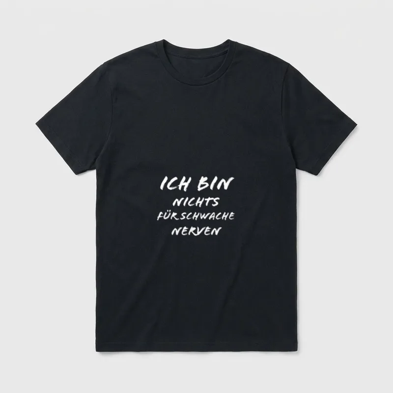 Ich Bin Nichts T-Shirt – Schriftzug „Ich Bin Nichts Für Schwache Nerven“ – Klassisches T-Shirt in Schwarz
