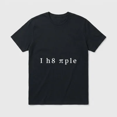 i h8 piple i T-Shirt – Schriftzug „I h8 πple“ in Weiß auf Grau – Klassisches T-Shirt in Schwarz