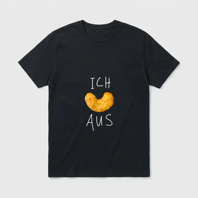 Ich Flip Aus Witziges T-Shirt – Cashew-Nuss als Lächeln zwischen den Buchstaben ICH und AUS – Klassisches T-Shirt in Schwarz