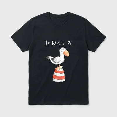 is Watt Spruch I T-Shirt – Möwe auf Leuchtturm, Schriftzug „Is Watt ?!“ – Klassisches T-Shirt in Schwarz