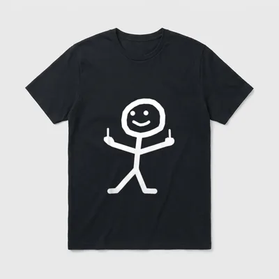 Lustiges Strichmännchen mit Mittelfinger T-Shirt – Klassisches T-Shirt in Schwarz